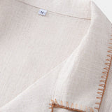Contrast Stitching Linen Rayon Blend Cuban Shirt & Linen Pants Set