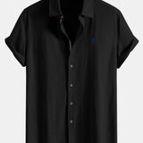 Short Sleeve Linen Shirt & Straight Leg Linen Pants Set