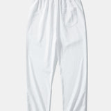 Crochet V Neck Polo Shirt & Crinkle Textured Straight Leg Pants Set