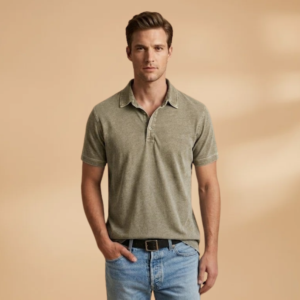 Men's Polo Shirt with Classic Collar and Relaxed Fit