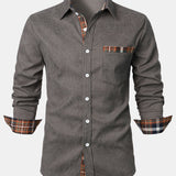 Corduroy Plaid Panel Button Up Shirt