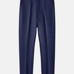 Contrast Trim Ribbed Johnny Collar Knit Polo & Tapered Trousers Set