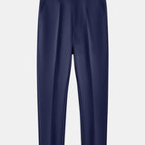 Contrast Trim Ribbed Johnny Collar Knit Polo & Tapered Trousers Set