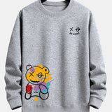 Graffiti Bear Print Relax Fit Crew Neck Sweatshirt & Jogging Pants Set