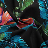 Tropical Plants Print Shirt & Drawstring Swim Shorts Set