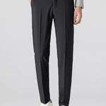 Short Sleeve Linen Stand Collar Shirt & Slim Fit Tapered Trousers Set