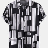 Color Block Print Button Up Shirt