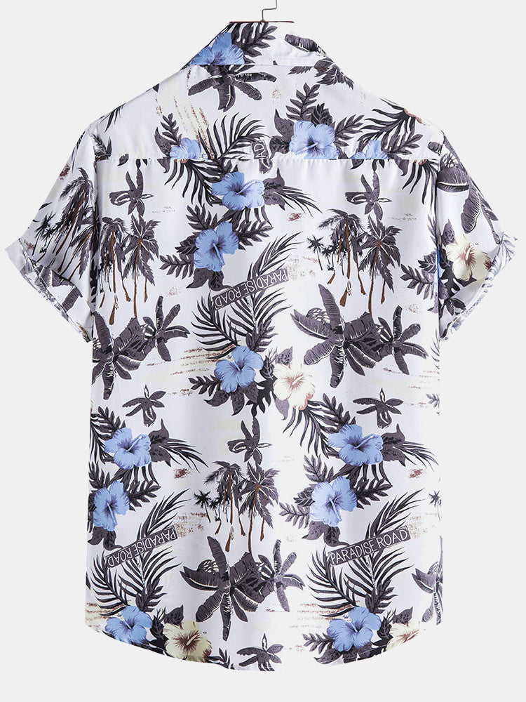 Flowers Print Lapel Shirts