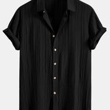 Crinkled Textured Shirt & Crinkle Textured Straight Leg Pants Set