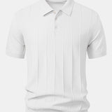 Stripe Jacquard Knit Polo Shirt & Straight Leg Ribbed Pants Set