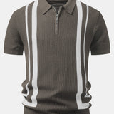 Contrast Zipper Polo & Slim Fit Tapered Trousers Set