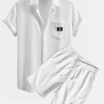 Short Sleeve Waffle Shirt & Waffle Drawstring Shorts Set