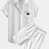 Short Sleeve Waffle Shirt & Waffle Drawstring Shorts Set