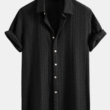 Geometry Rhombus Jacquard Shirt & Crinkle Textured Pants Set