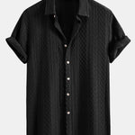 Geometry Rhombus Jacquard Button Up Shirt