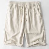 Solid Color Basic Henley Shirts & Linen Cotton Blend 11" Shorts Set