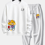 Graffiti Bear Print Relax Fit Crew Neck Sweatshirt & Jogging Pants Set