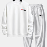 Paris Stripe Print Relax Fit Crew Neck Sweatshirt & Jogging Pants Set
