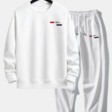 Paris Stripe Print Relax Fit Crew Neck Sweatshirt & Jogging Pants Set