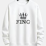 King Crown Print Relax Fit Crew Neck Sweatshirt & Jogging Pants Set