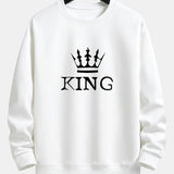 King Crown Print Relax Fit Crew Neck Sweatshirt & Jogging Pants Set