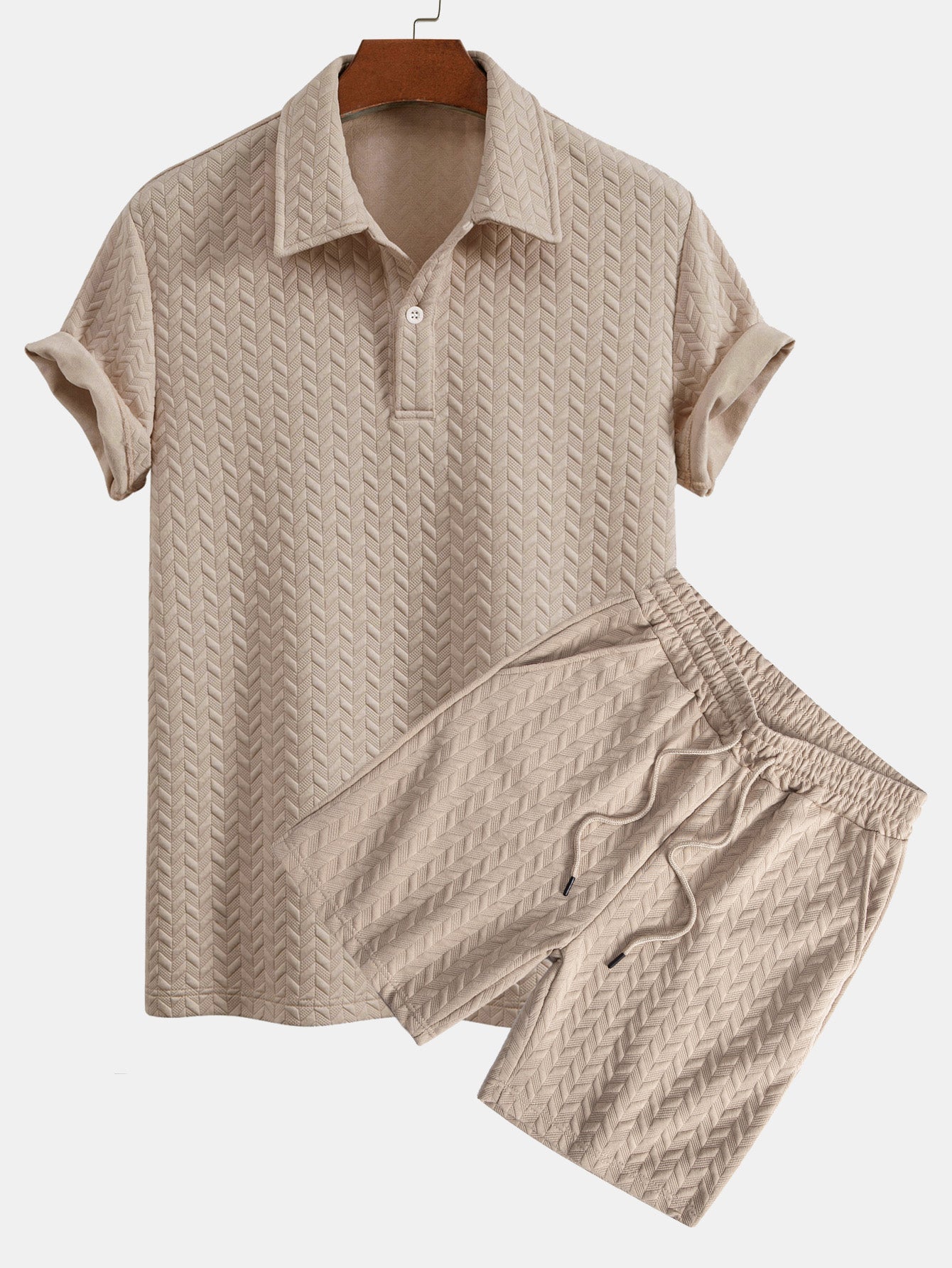 Geometric Jacquard Polo & Geometric Jacquard Shorts Set