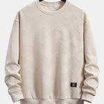 Geometric Striped Sweatshirt & Drawstring Corduroy Cargo Jogger Pants Set