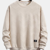 Geometric Striped Sweatshirt & Drawstring Corduroy Cargo Jogger Pants Set
