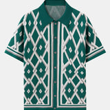 Retro Rhombus Geometric Knit Shirt