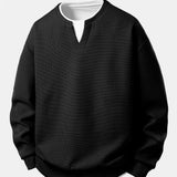 2 in 1 Waffle Notched Collar Sweatshirt & Waffle Pleated Pintuck Pants Set