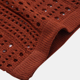 Crochet V Neck Polo Shirt & Straight Leg Linen Pants Set