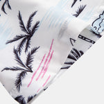 Palm Tree Sailboat Print Shirt & Man Mid Length Drawstring Swim Shorts Set