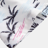 Palm Tree Sailboat Print Shirt & Man Mid Length Drawstring Swim Shorts Set