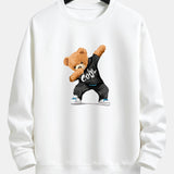 Cool Bear Print Relax Fit Crew Neck Sweatshirt & Jogging Pants Set
