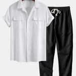 Linen Cuban Shirt with Pockets & Straight Leg Linen Pants Set