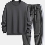 Basic Relax Fit Crew Neck Sweatshirt & Jogging Pants Set