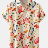 Mushroom Leaves Print Shirt