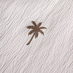 Contrast Palm Tree Embroidery Crinkle Shirt & Crinkle Textured Drawstring Set