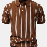 Striped Knitted Polo Shirt & Slim Fit Tapered Trousers Set