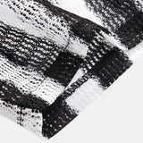Hollow Out Stripe Textured Button Up Shirt
