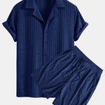 Striped Terry Cuban Shirt & Striped Terry Cuban Shorts Set