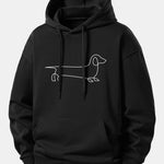 Line Dachshund Print Relax Fit Hoodie & Pleated Pintuck Sweatpants Set