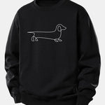 Line Dachshund Print Sweatshirt & Pleated Pintuck Sweatpants Set