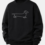 Line Dachshund Print Sweatshirt & Pleated Pintuck Sweatpants Set