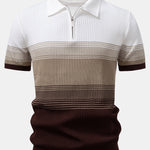 Striped Gradient Knitted Polo Shirt & Slim Fit Tapered Trousers Set