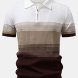 Striped Gradient Knitted Polo Shirt & Slim Fit Tapered Trousers Set