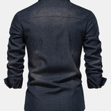 Washed Denim Western Shirt with Pockets