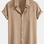 Linen Striped Shirt & Drawstring Shorts Set