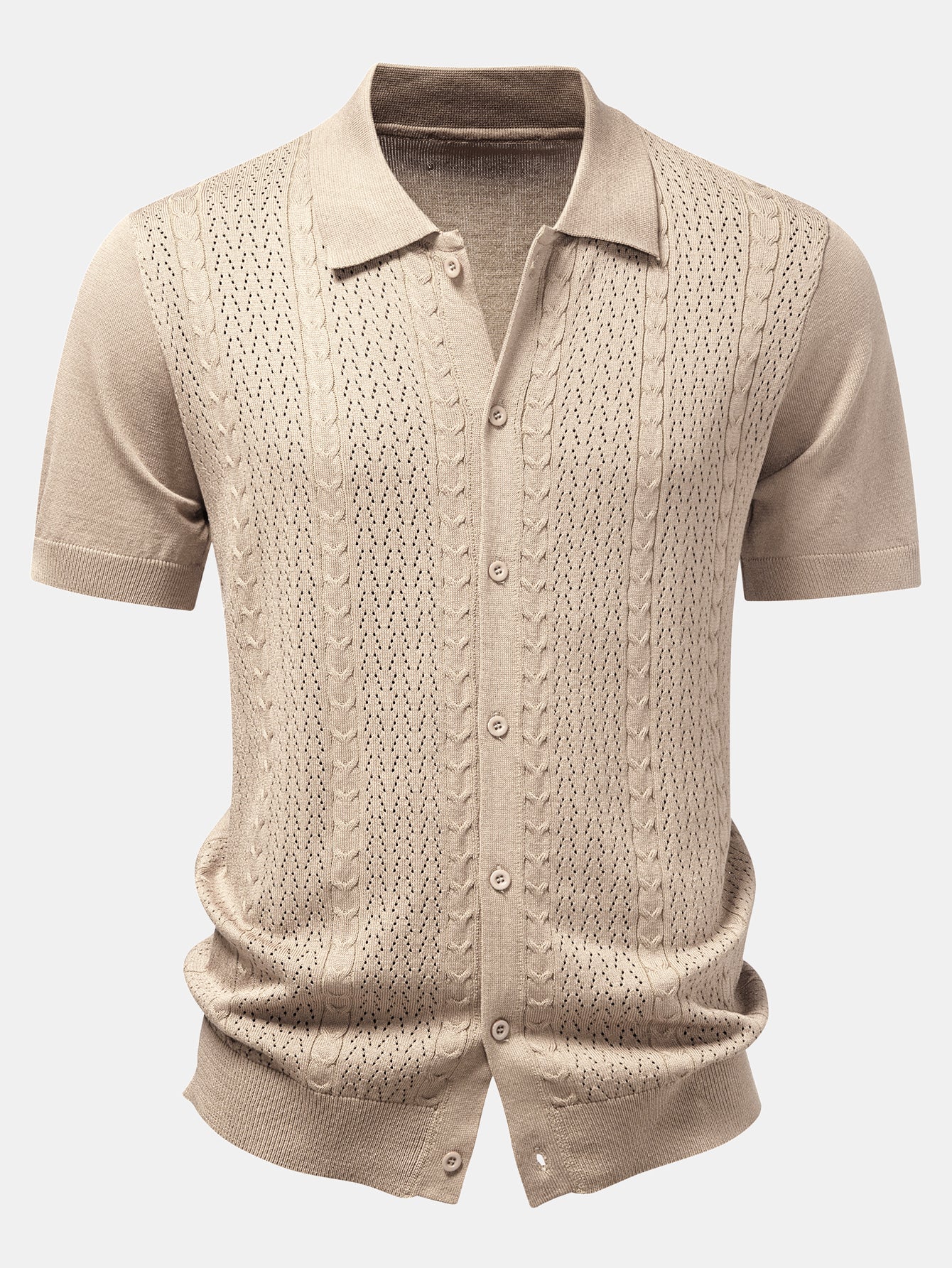 Twisted Jacquard Button Up Knit Shirt