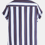 Stripes Lapel Short Sleeve Shirts